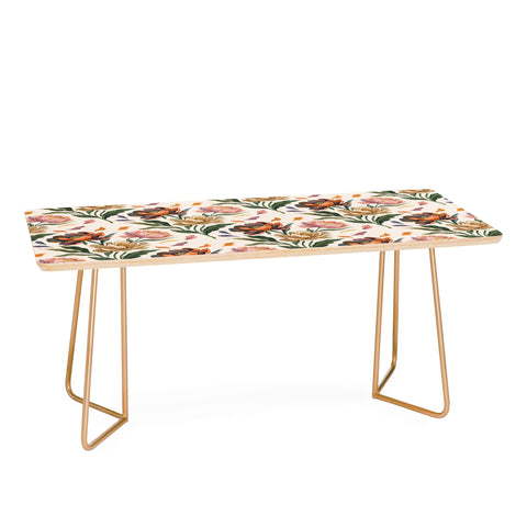 Marta Barragan Camarasa Hand Painted Peony Florals Coffee Table