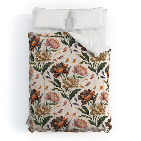 Marta Barragan Camarasa Hand Painted Peony Florals Comforter