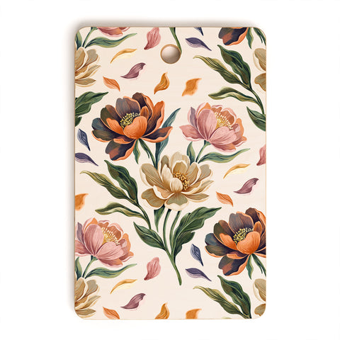 Marta Barragan Camarasa Hand Painted Peony Florals Cutting Board Rectangle