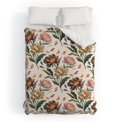Marta Barragan Camarasa Hand Painted Peony Florals Duvet Cover