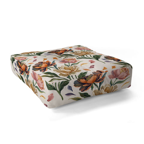 Marta Barragan Camarasa Hand Painted Peony Florals Floor Pillow Square