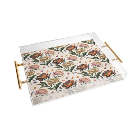 Marta Barragan Camarasa Hand Painted Peony Florals Acrylic Tray