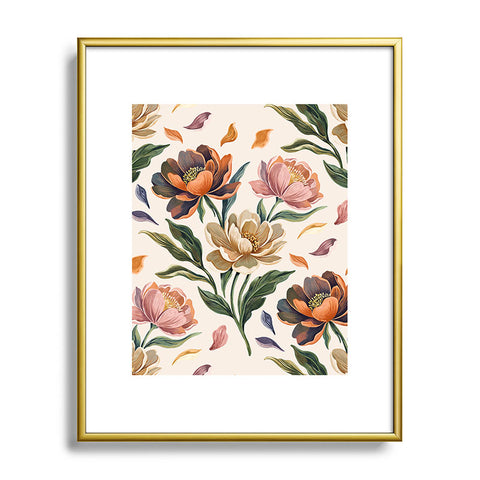 Marta Barragan Camarasa Hand Painted Peony Florals Metal Framed Art Print
