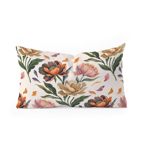 Marta Barragan Camarasa Hand Painted Peony Florals Oblong Throw Pillow