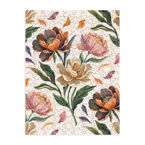 Marta Barragan Camarasa Hand Painted Peony Florals Puzzle