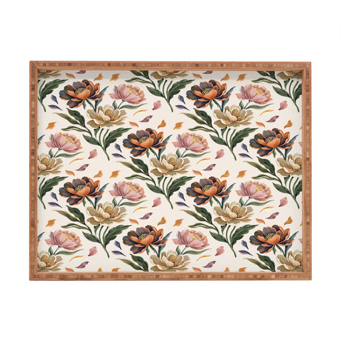 Marta Barragan Camarasa Hand Painted Peony Florals Rectangular Tray