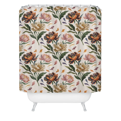 Marta Barragan Camarasa Hand Painted Peony Florals Shower Curtain