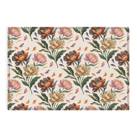 Marta Barragan Camarasa Hand Painted Peony Florals Outdoor Rug