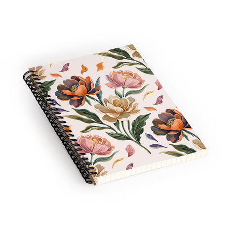 Marta Barragan Camarasa Hand Painted Peony Florals Spiral Notebook