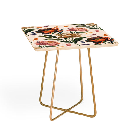 Marta Barragan Camarasa Hand Painted Peony Florals Side Table