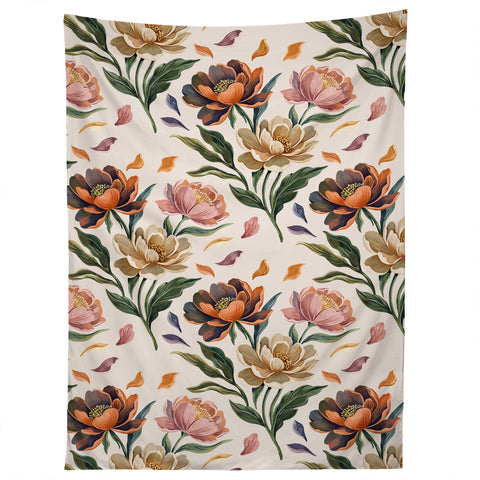 Marta Barragan Camarasa Hand Painted Peony Florals Tapestry