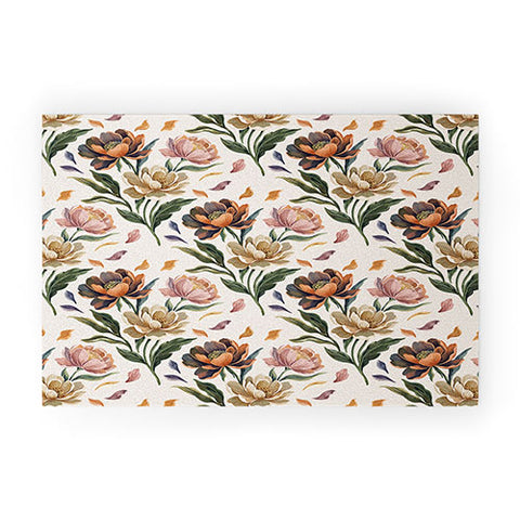 Marta Barragan Camarasa Hand Painted Peony Florals Welcome Mat