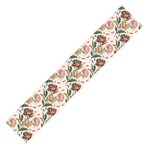 Marta Barragan Camarasa Hand Painted Peony Florals Table Runner
