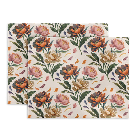 Marta Barragan Camarasa Hand Painted Peony Florals Placemat
