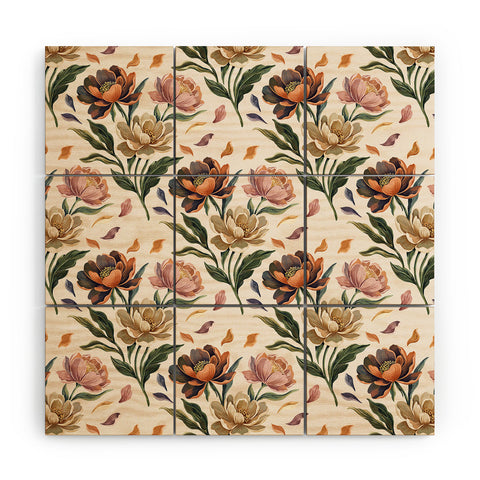 Marta Barragan Camarasa Hand Painted Peony Florals Wood Wall Mural