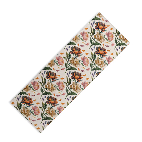 Marta Barragan Camarasa Hand Painted Peony Florals Yoga Mat