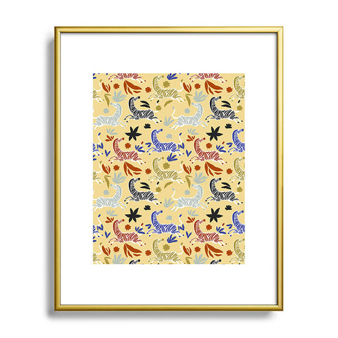 Marta Barragan Camarasa Herd of colorful zebras A Metal Framed Art Print