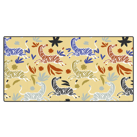 Marta Barragan Camarasa Herd of colorful zebras A Desk Mat