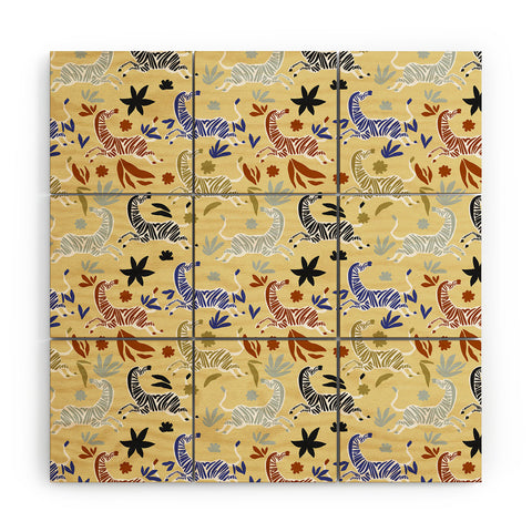 Marta Barragan Camarasa Herd of colorful zebras A Wood Wall Mural