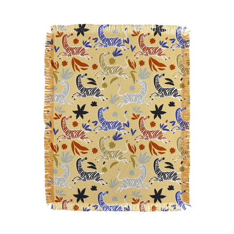 Marta Barragan Camarasa Herd of colorful zebras A Throw Blanket