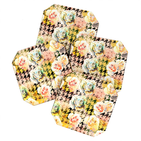 Marta Barragan Camarasa Houndstooth and flowers Coaster Set