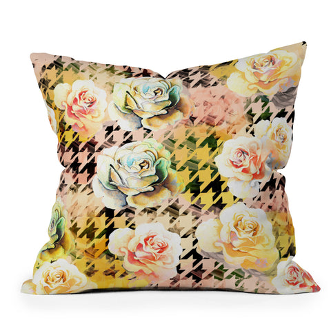 Marta Barragan Camarasa Houndstooth and flowers Outdoor Throw Pillow