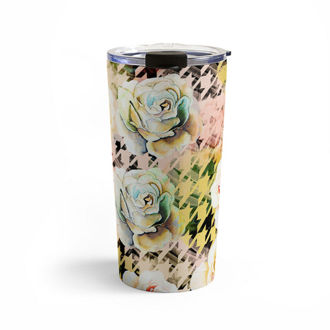 Marta Barragan Camarasa Houndstooth and flowers Travel Mug