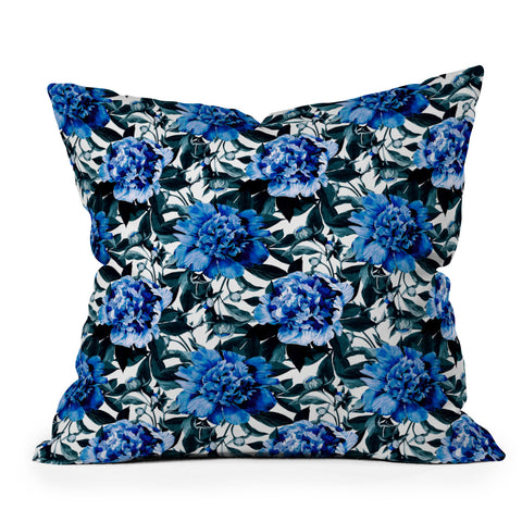 Marta Barragan Camarasa Indigo floral Outdoor Throw Pillow