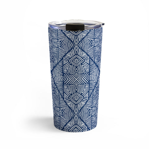 Marta Barragan Camarasa Indigo of geometric shapes of watercolor Travel Mug