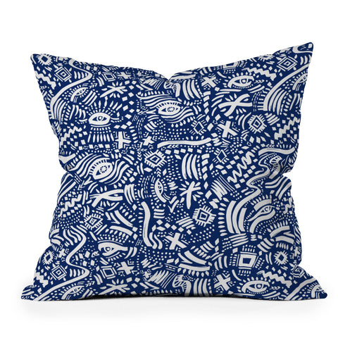 Marta Barragan Camarasa Indigo tribe nomadic Outdoor Throw Pillow