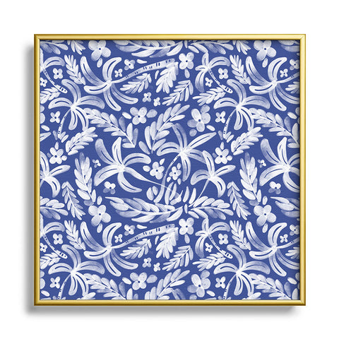 Marta Barragan Camarasa Indigo Tropical Oasis Square Metal Framed Art Print