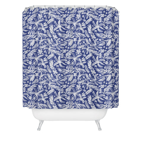 Marta Barragan Camarasa Indigo Tropical Oasis Shower Curtain