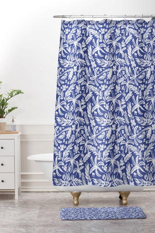Marta Barragan Camarasa Indigo Tropical Oasis Shower Curtain And Mat