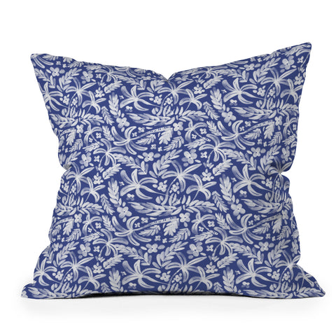 Marta Barragan Camarasa Indigo Tropical Oasis Outdoor Throw Pillow