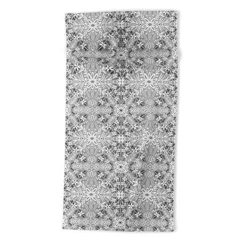 Marta Barragan Camarasa Intricate Floral Symmetry Beach Towel
