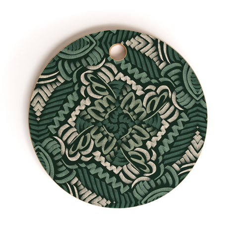 Marta Barragan Camarasa Intricate Forest Mosaic Cutting Board Round