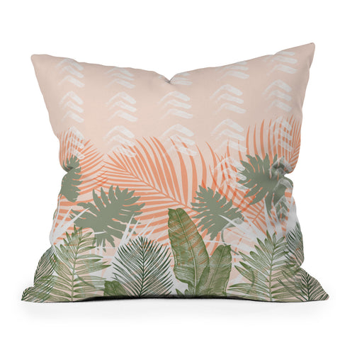 Marta Barragan Camarasa Jungle tropical plants pastel I Outdoor Throw Pillow