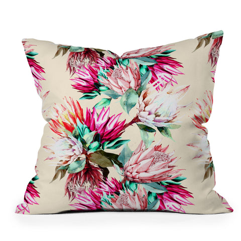 Marta Barragan Camarasa King proteas bloom 02 Outdoor Throw Pillow