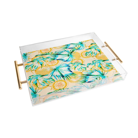 Marta Barragan Camarasa Leaf and melon pattern Acrylic Tray