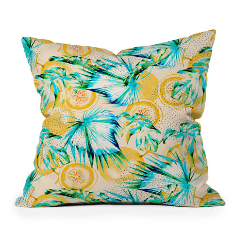 Marta Barragan Camarasa Leaf and melon pattern Outdoor Throw Pillow