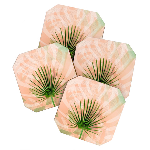 Marta Barragan Camarasa Leaf tropical pastel Coaster Set