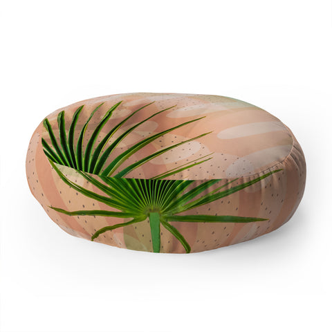 Marta Barragan Camarasa Leaf tropical pastel Floor Pillow Round