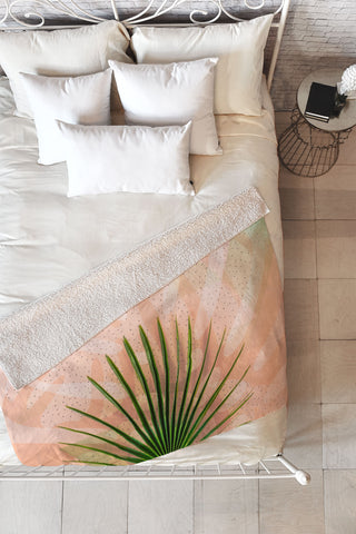 Marta Barragan Camarasa Leaf tropical pastel Fleece Throw Blanket