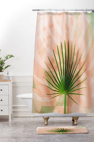 Marta Barragan Camarasa Leaf tropical pastel Shower Curtain And Mat