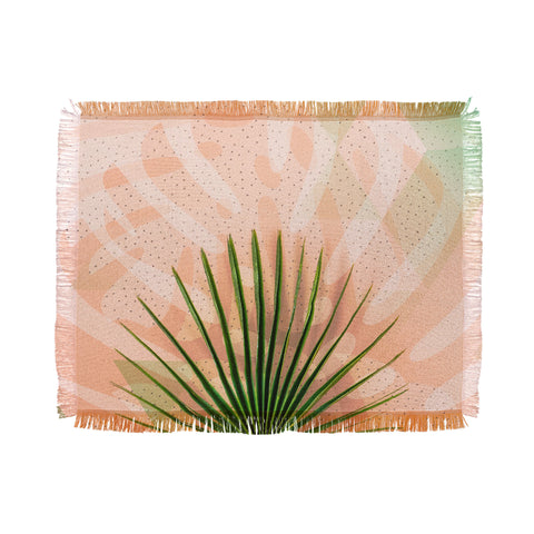 Marta Barragan Camarasa Leaf tropical pastel Throw Blanket