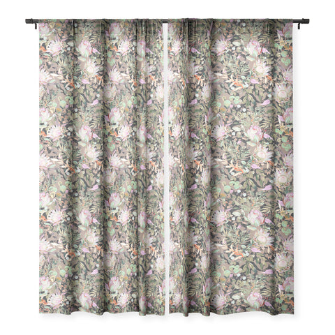 Marta Barragan Camarasa Lush bohemian proteas S Sheer Window Curtain
