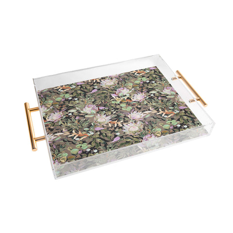 Marta Barragan Camarasa Lush bohemian proteas S Acrylic Tray
