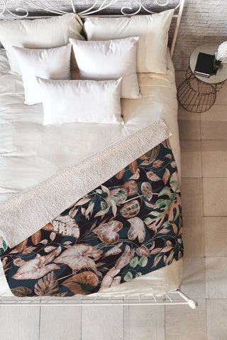 Marta Barragan Camarasa Lush vintage dark jungle II Fleece Throw Blanket
