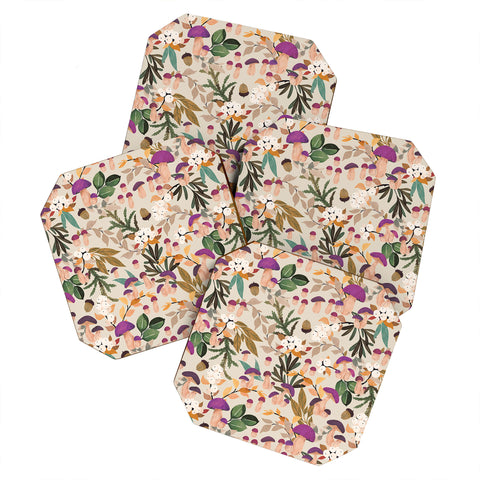 Marta Barragan Camarasa Magic mushroom forest Coaster Set