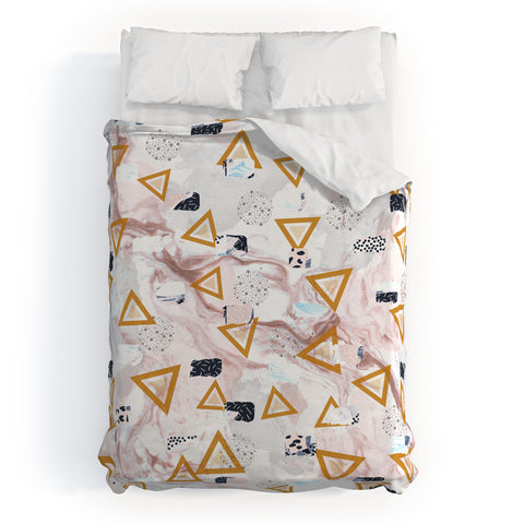 Marta Barragan Camarasa Marble shapes and triangles Duvet Cover